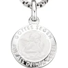 Amulett Anhänger Engel Schutzengel aus 925 Silber teilmattiert rund Kinder