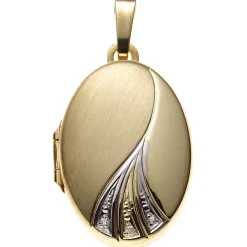 Amulett Medaillon Anhänger 17,2x26,1mm aus 333 Gold Gelbgold teilmatt oval Damen