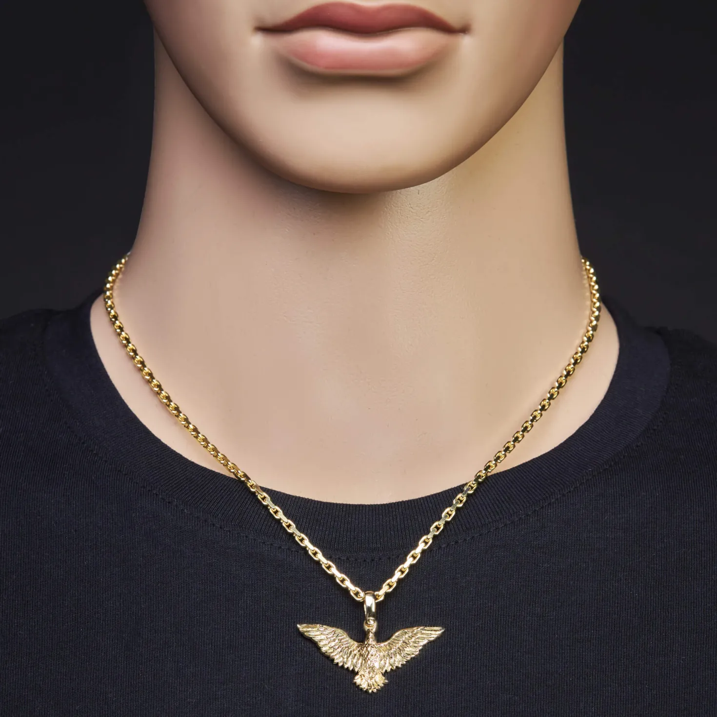 Anhänger Adler 3D-geformt aus 585 Gold Gelbgold massiv glänzend 38,5x30mm