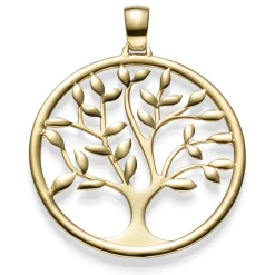 Anhänger Amulett Baum Lebensbaum aus 585 Gold Gelbgold Goldanhänger 40x33mm