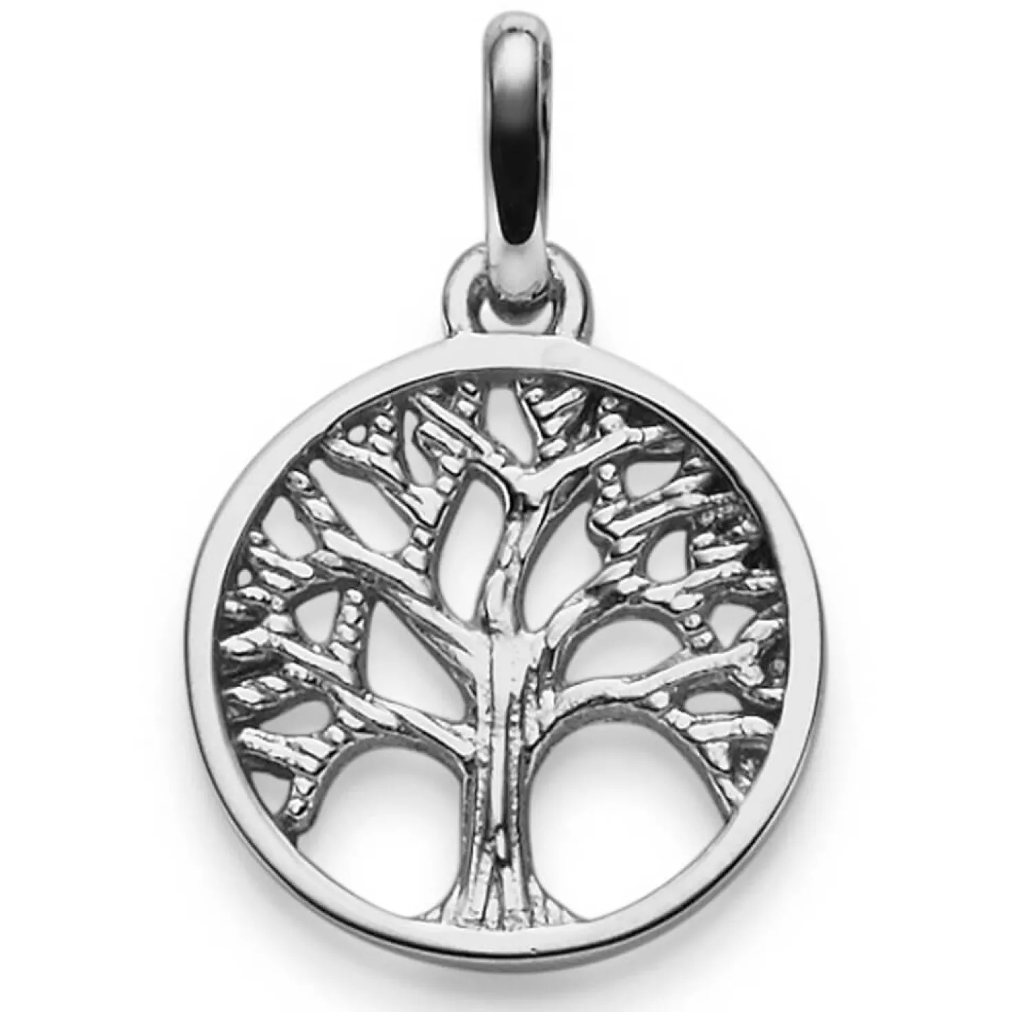 Anhänger Amulett Baum Lebensbaum aus 585 Gold Weißgold 23x14,5mm