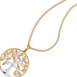 Anhänger Amulett Baum Lebensbaum mit Brillanten 0.06Ct 585 Gelbgold 24,7mm