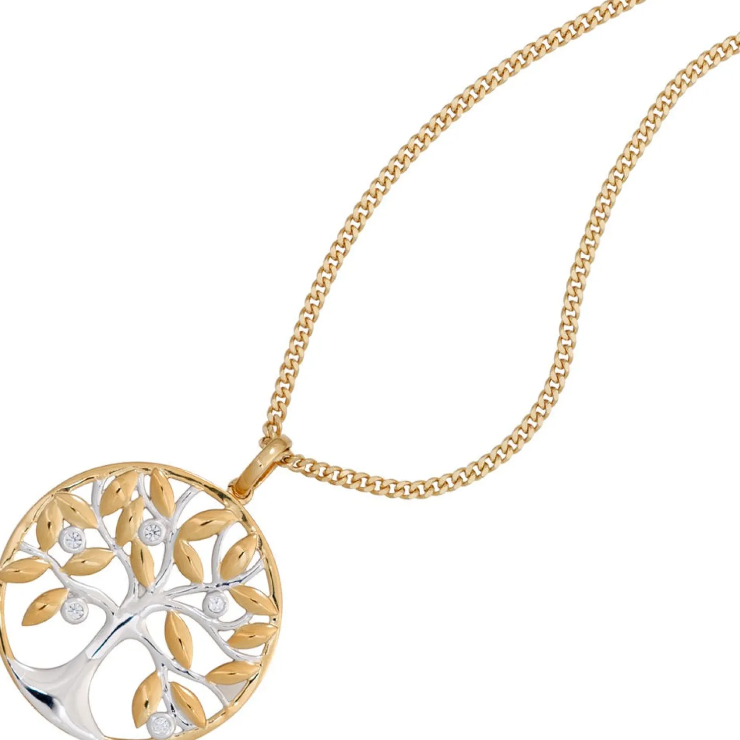 Anhänger Amulett Baum Lebensbaum mit Brillanten 0.06Ct 585 Gelbgold 24,7mm