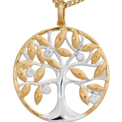 Anhänger Amulett Baum Lebensbaum mit Brillanten 0.06Ct 585 Gelbgold 24,7mm