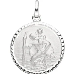 Anhänger Amulett Medaille Christopherus Schutzpatron & Halskette 42cm 925 Silber
