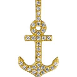Anhänger Anker aus 925 Silber vergoldet mit 32 Zirkonia 19,7x10,1mm Halsschmuck