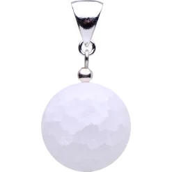 Anhänger aus Bergkristall mit Crack-Struktur, 925 Silber, mattiert