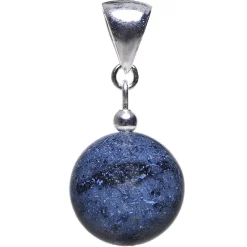 Anhänger aus Dumortierit & 925 Silber, Edelstein Kugel dunkelblau-violett
