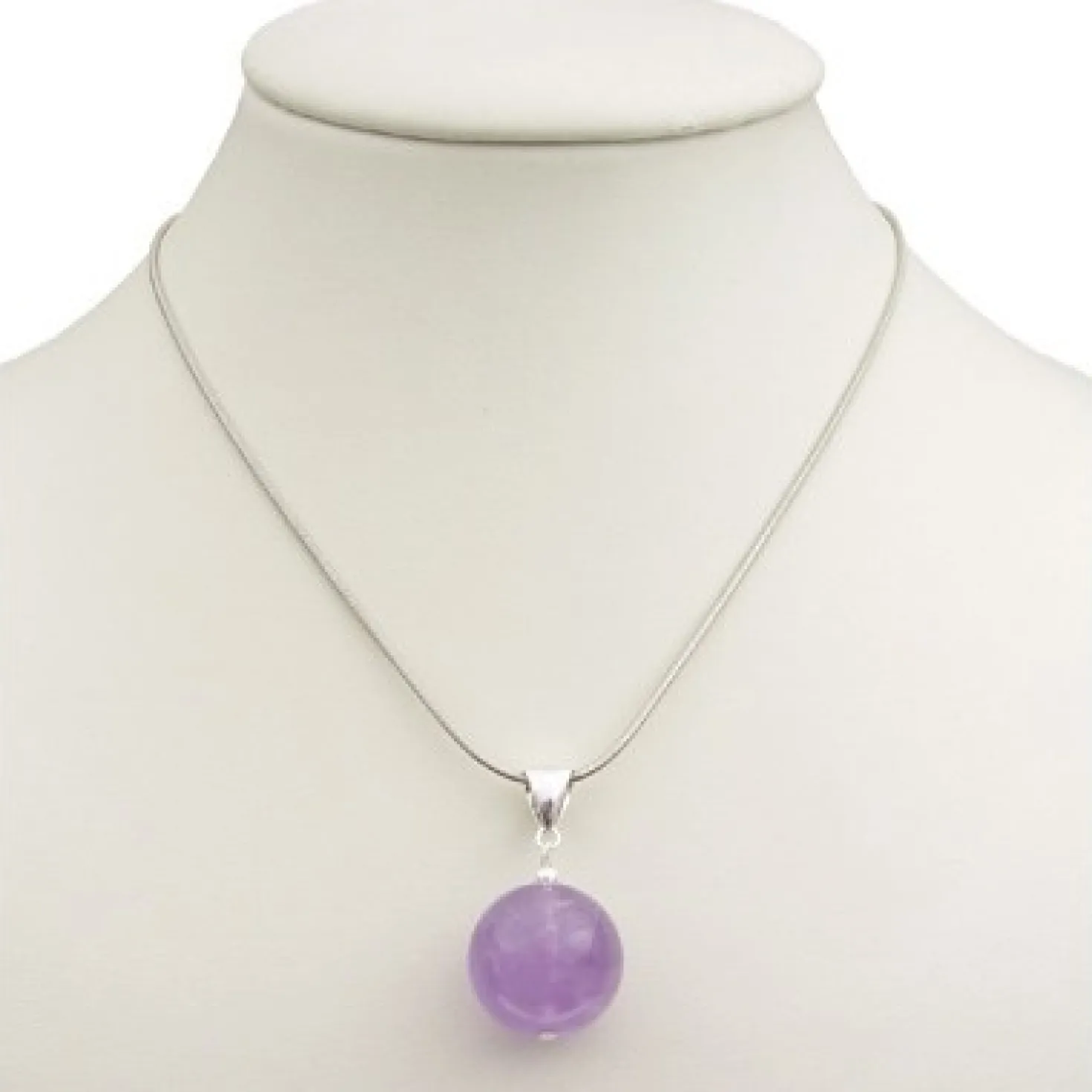 Anhänger aus echtem Amethyst Kugel hell violett flieder Ø16mm & 925 Silber