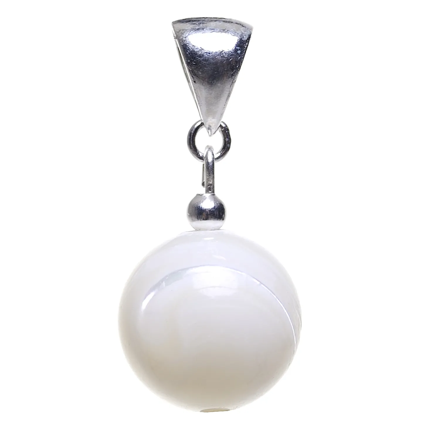 Anhänger aus echtem Perlmutt & 925 Silber, Kugel 12mm glatt creme-gelb