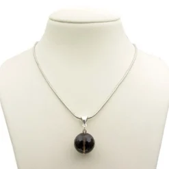 Anhänger aus echtem Rauchquarz & 925 Silber, Ø 18mm, braun