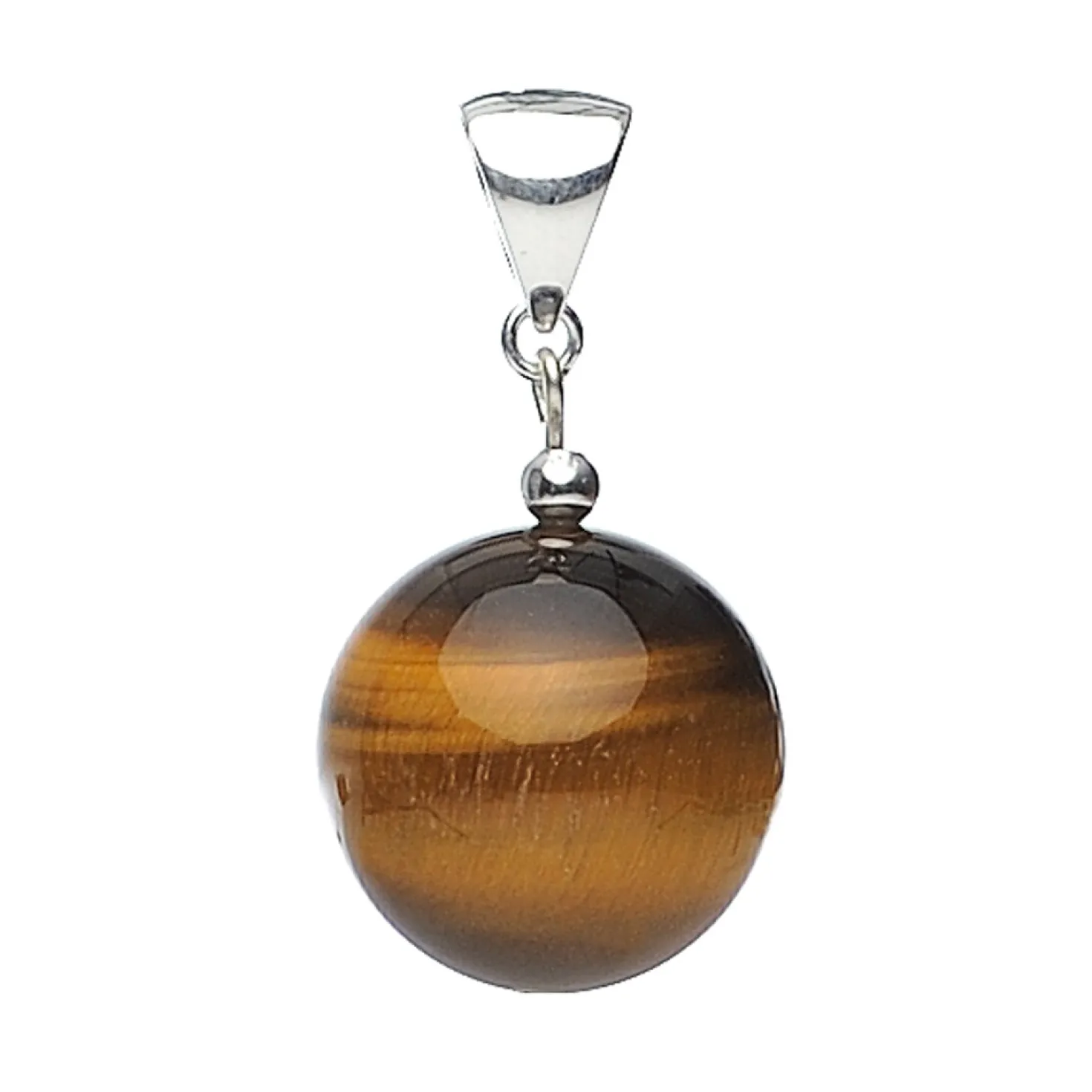 Anhänger aus echtem Tigerauge & 925 Silber, Kugelanhänger braun