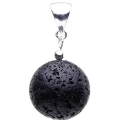 Anhänger aus echter Lava mit Poren, 925er Silber, schwarz