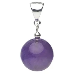 Anhänger aus Edelstein Amethyst & 925 Silber violett lila glatt Kugel