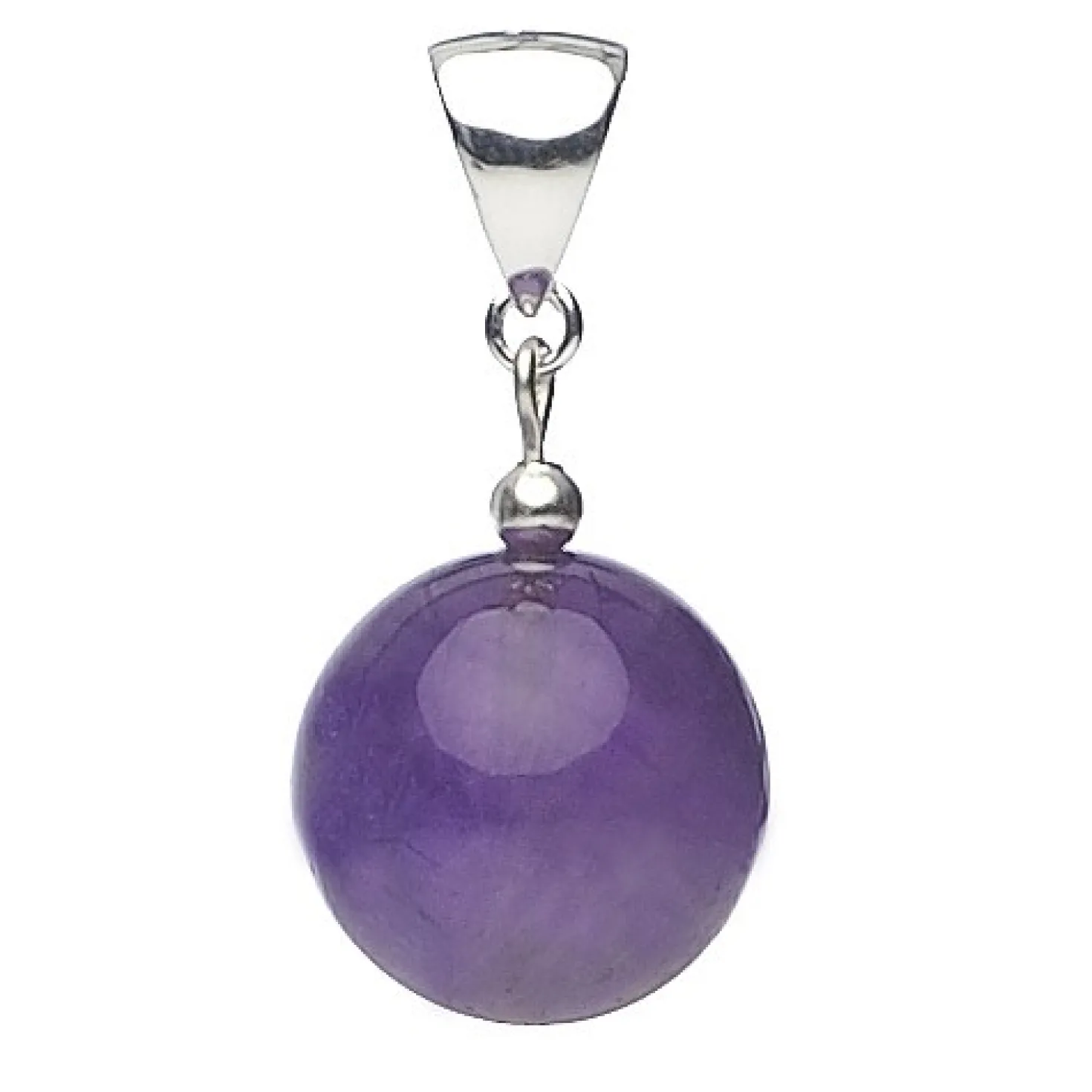 Anhänger aus Edelstein Amethyst & 925 Silber violett lila glatt Kugel