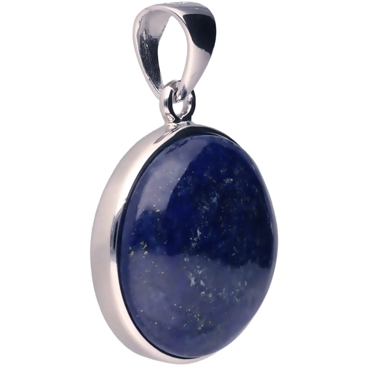 Anhänger aus Edelstein Lapis-Lazuli blau 925 Silber rhodiniert rund mit Wölbung