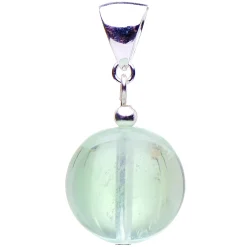 Anhänger aus Fluorit Kugel grün & 925 Silber, Ø16mm, glatt, Halsschmuck, Damen