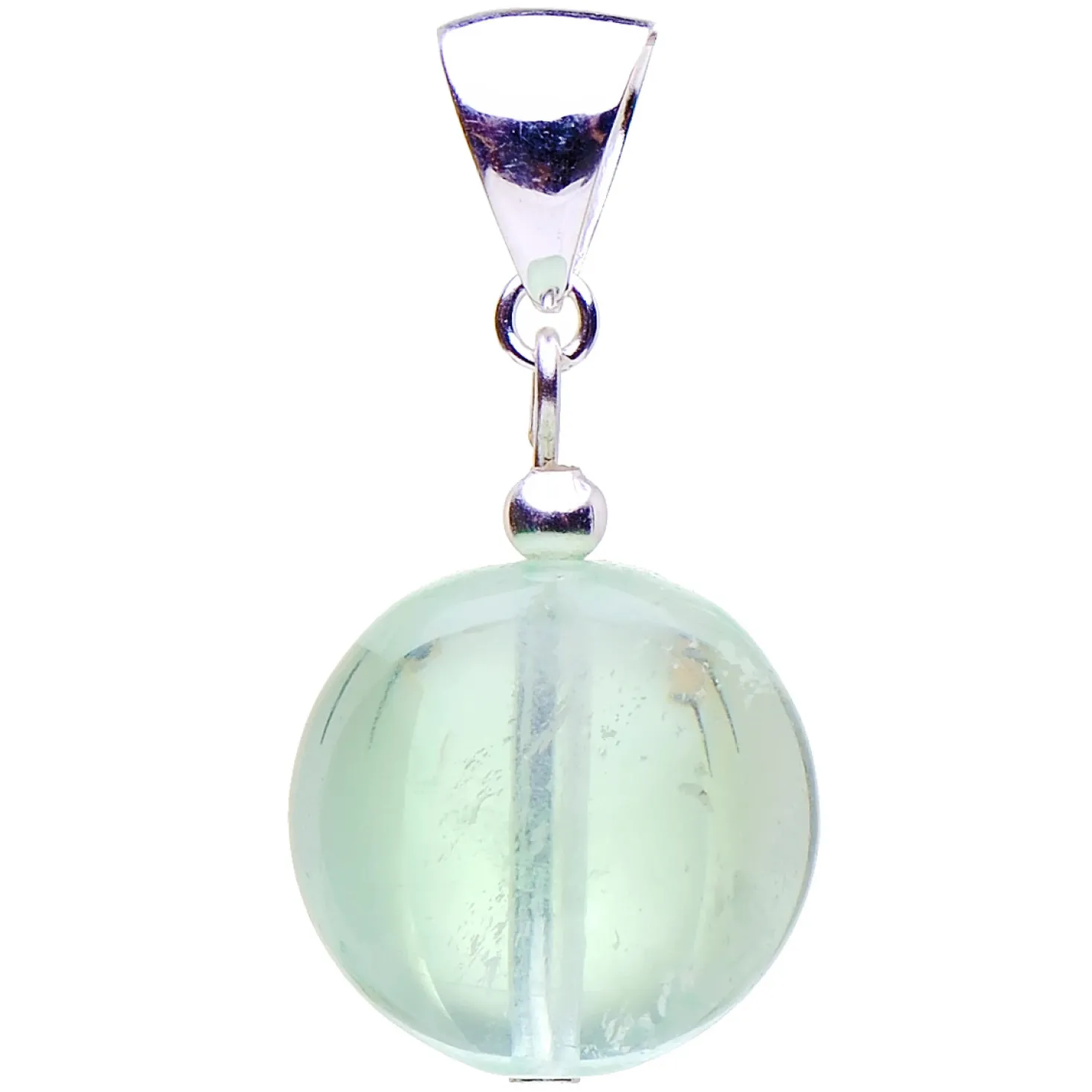 Anhänger aus Fluorit Kugel grün & 925 Silber, Ø16mm, glatt, Halsschmuck, Damen