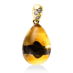 Anhänger aus 585 Gelbgold Citrin 4,5ct gelb 3 Brillanten 0,03ct TW-SI 18,5x9,1mm