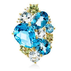 Anhänger aus 750 Gelbgold 10 Peridote 9,4ct grün 6 Brillanten 0,05ct TW-SI