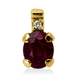 Anhänger aus 750 Gelbgold Rubin 0,4ct rot Diamant 0,01ct TW-SI 7,2x4mm