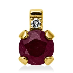 Anhänger aus 750 Gelbgold Rubin 0,42ct rot Diamant 0,01ct TW-SI 6,7x4,4mm