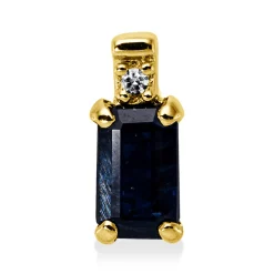 Anhänger aus 750 Gelbgold Saphir 0,34ct blau Diamant 0,01ct TW-SI 7,9x3,5mm