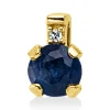 Anhänger aus 750 Gelbgold Saphir 0,45ct blau Diamant 0,01ct TW-SI 6,7x4,4mm