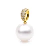 Anhänger aus 750 Gelbgold Süßwasser-Perle 10,5mm 21 Brillanten 0,13ct W-SI