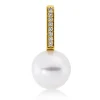Anhänger aus 750 Gelbgold Süßwasser-Perle 9mm weiß 8 Brillanten 0,04ct TW-SI