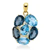 Anhänger aus 750 Gelbgold 6 Topase 7,5ct London Blue 7 Brillanten 0,11ct TW-SI