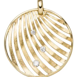Anhänger aus 585 Gold Gelbgold 3 Brillanten 0,15Ct Ø 28,3mm Bogen-Muster