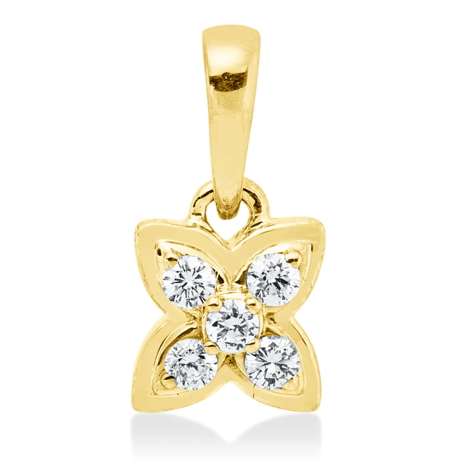 Anhänger aus 750 Gold Gelbgold 5 Brillanten 0,06ct TW-SI 10x5mm mit Öse