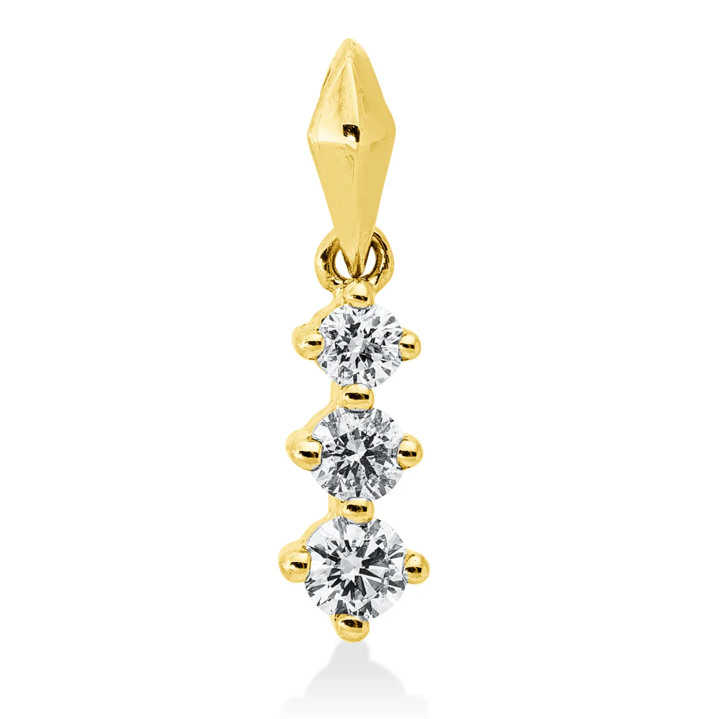 Anhänger aus 585 Gold Gelbgold 3 Brillanten 0,17ct W-PI 14,5x3,6mm mit Öse