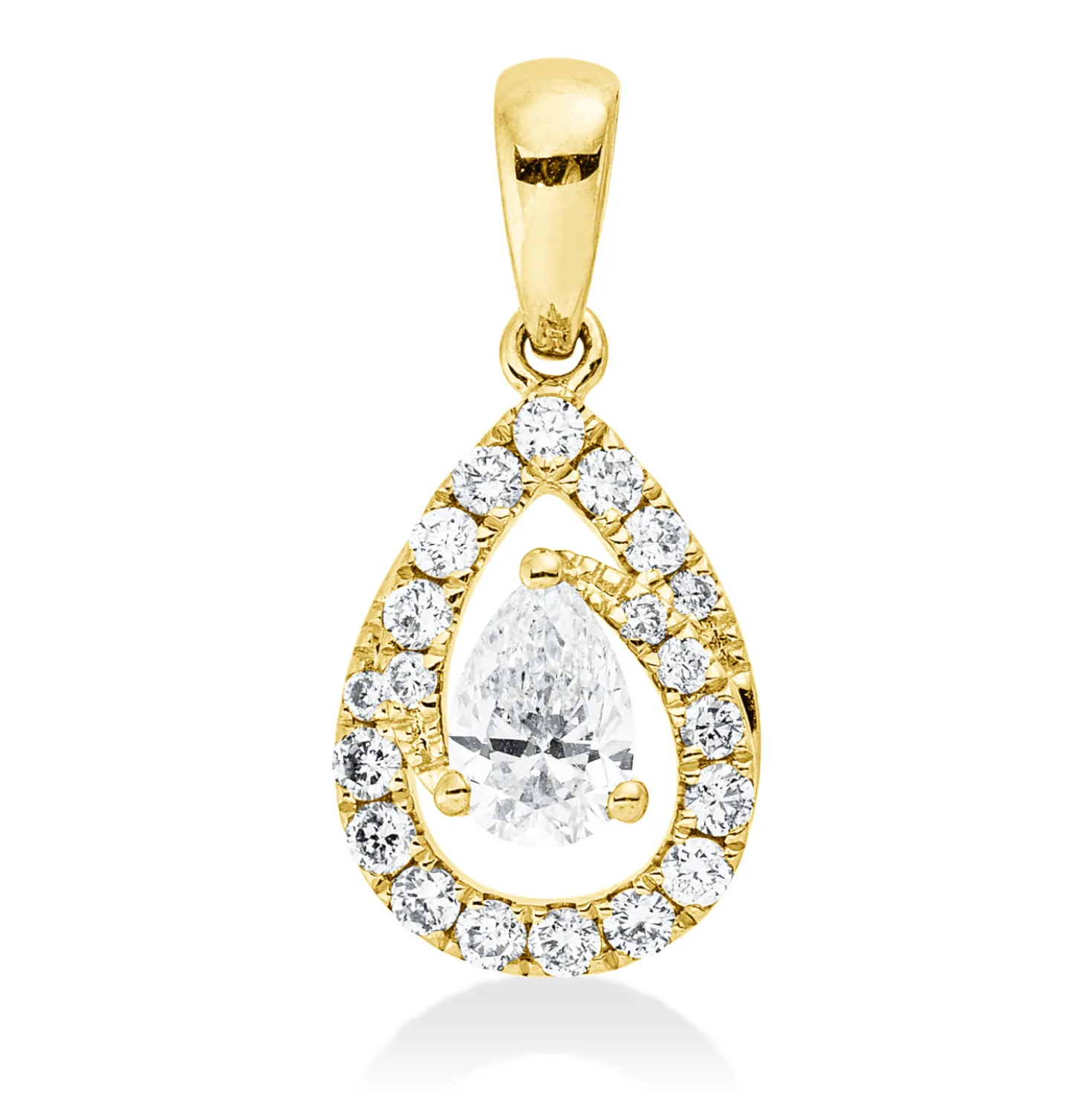 Anhänger aus 585 Gold Gelbgold 21 Diamanten 0,49ct W-SI 17,3x8,5mm mit Öse