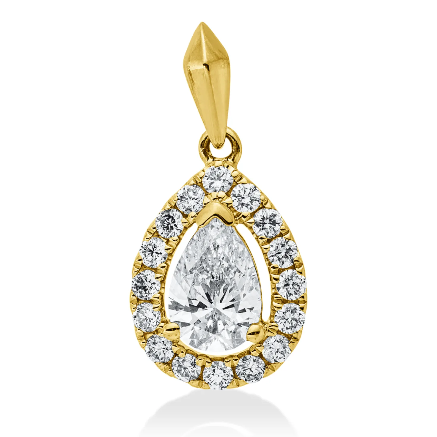 Anhänger aus 585 Gold Gelbgold 17 Diamanten 0,59ct W-SI 15,6x8mm mit Öse