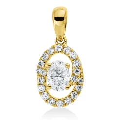 Anhänger aus 585 Gold Gelbgold 21 Diamanten 0,46ct 16x7,4mm mit Öse