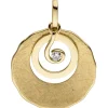 Anhänger aus 585 Gold Gelbgold eismatt Diamant Brillant 0,05 Ct 25,5x18,8mm