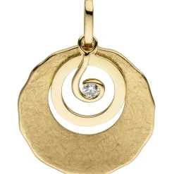 Anhänger aus 585 Gold Gelbgold eismatt Diamant Brillant 0,05 Ct 25,5x18,8mm