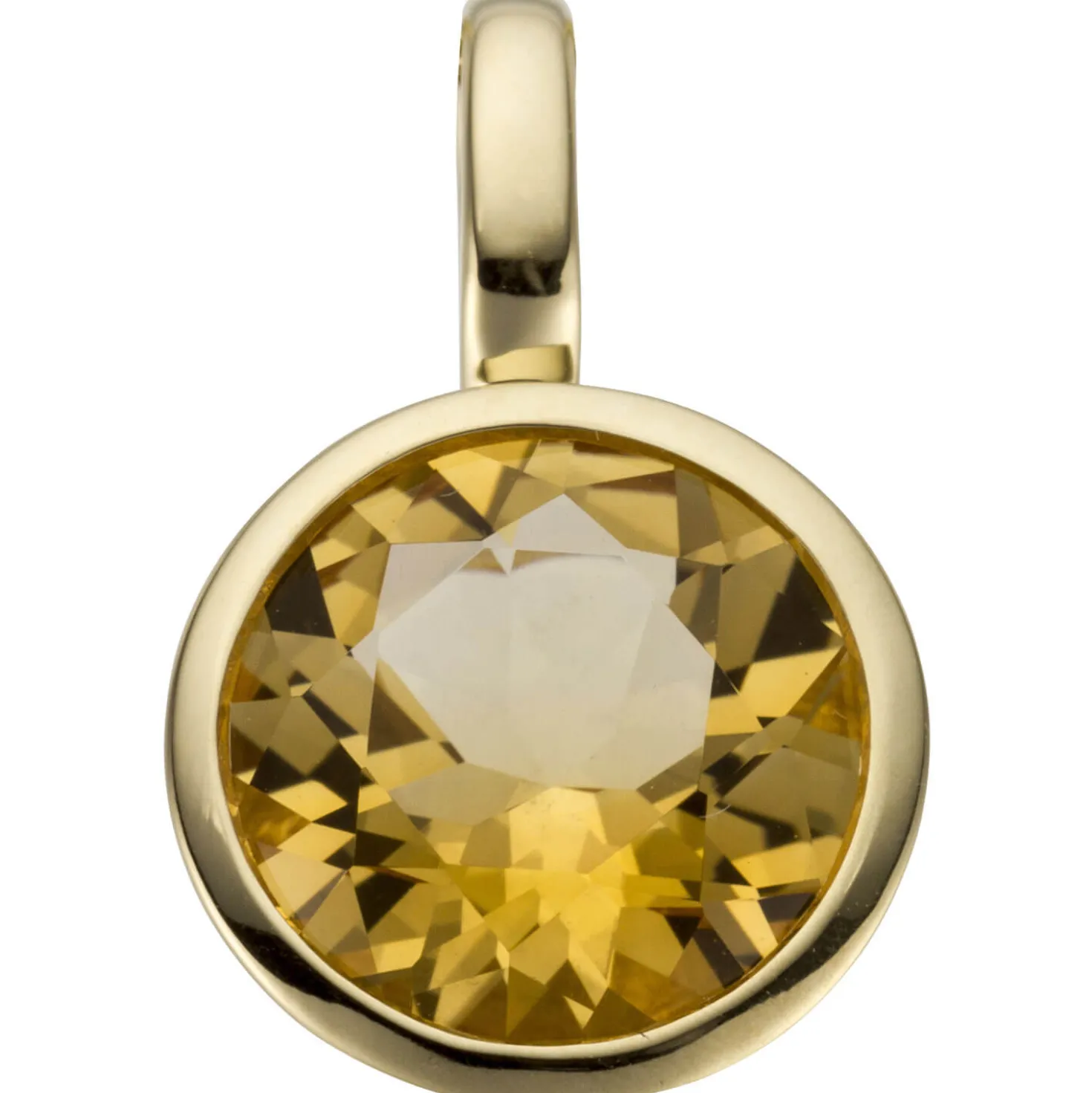 Anhänger aus 585 Gold Gelbgold mit echtem Citrin orange Ø10,7mm Halsschmuck