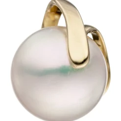 Anhänger aus 585 Gold Gelbgold mit 10-11mm Süßwasser Perle Perlenanhänger Damen