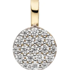 Anhänger aus 333 Gold Gelbgold mit 19 Zirkonia rund flach 11x6,7mm Halsschmuck