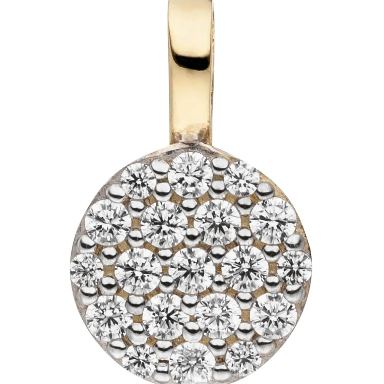 Anhänger aus 333 Gold Gelbgold mit 19 Zirkonia rund flach 11x6,7mm Halsschmuck