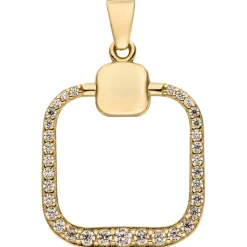 Anhänger aus 333 Gold Gelbgold mit 33 Zirkonia 23,2x17,9mm Quadrat abgerundet