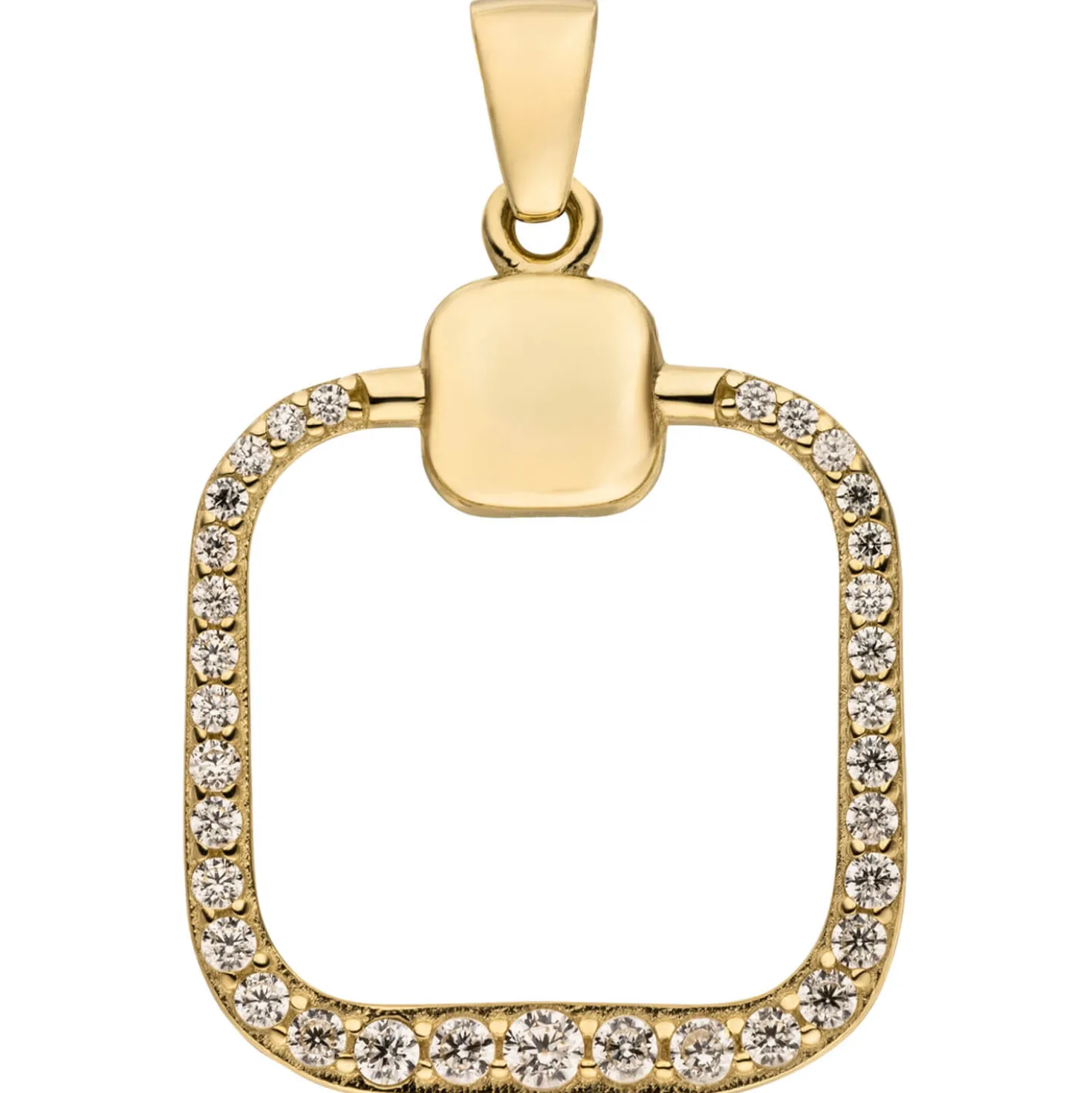 Anhänger aus 333 Gold Gelbgold mit 33 Zirkonia 23,2x17,9mm Quadrat abgerundet