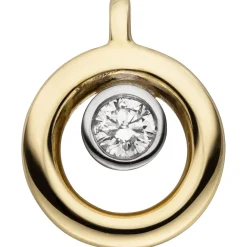 Anhänger aus 585 Gold Gelbgold rund mit Diamant Brillant 0,06 Ct Ø8,7mm
