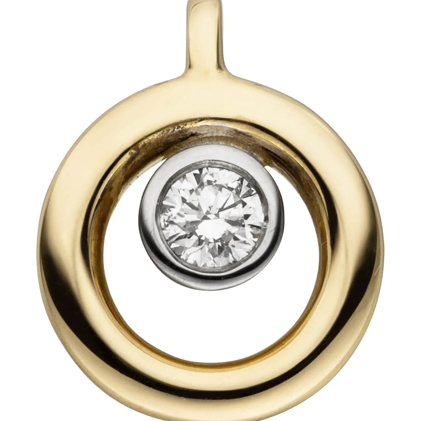 Anhänger aus 585 Gold Gelbgold rund mit Diamant Brillant 0,06 Ct Ø8,7mm