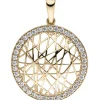 Anhänger aus 333 Gold Gelbgold rund Ø19,3mm mit 39 Zirkonia rundum Halsschmuck