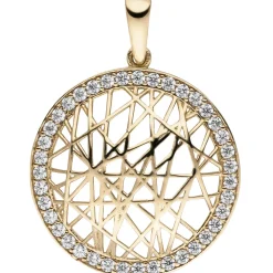 Anhänger aus 333 Gold Gelbgold rund Ø19,3mm mit 39 Zirkonia rundum Halsschmuck
