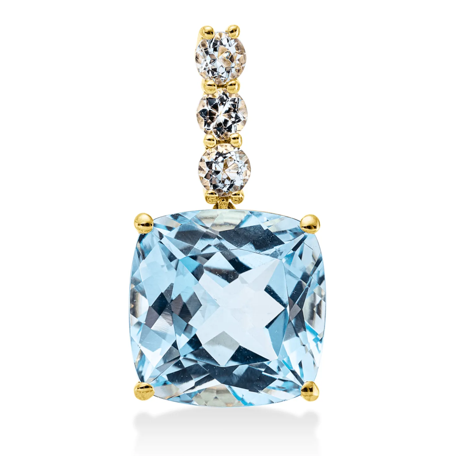 Anhänger aus 750 Gold Gelbgold 4 Topase 8ct skyblue 21,4x11,1mm mit Öse